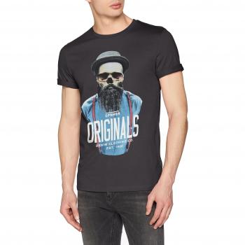 Camiseta de hombre JACK & JONES Jorart Funnyskull, gris, corte slim