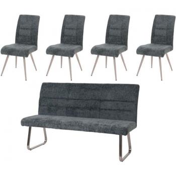 Conjunto de Comedor de Acero Inoxidable HHG con 4 Sillas