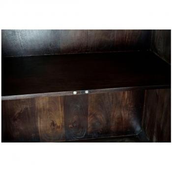 Buffet Hoch Mango-Holz – 84 × 43 × 151 cm, Natur & Gold, 2 Türen