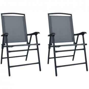 Vidaxl Folding Garden Chairs 2 pcs Texilene Grey