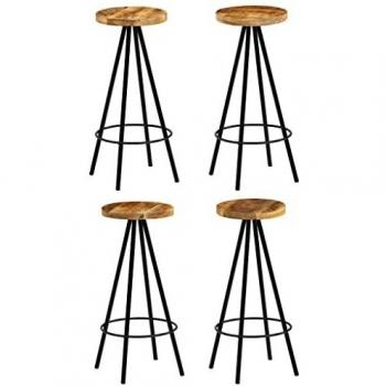 Set de 4 chaises de bar en bois de manguier massif