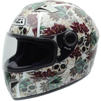 Casco de Moto NZI Vital Graphics Crossbones Beige/Verde Granate Talla 54