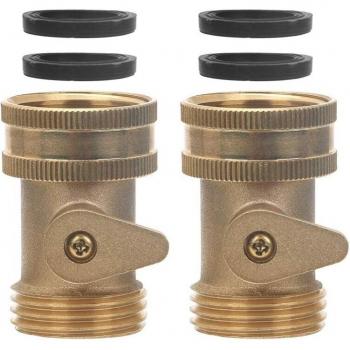 Raccord d'arrêt en laiton massif 3/4 pouces pour tuyau d'eau, pack de 2