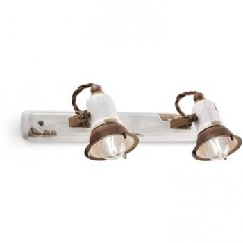 Vintage Shabby Metallic Keramik Spotlicht 2‑Flammig
