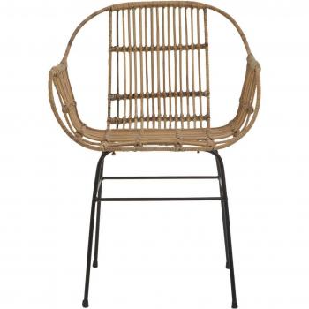 Orsina Natural Rattan Armchair with Metal Accents