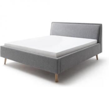 Frieda-Stoffbett in Grau – 140 × 200 cm, optionaler Lattenrost und Aufbewahrungskasten
