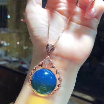 Luxury Blue Amber Jewelry Set in 925 Sterling Silver for Women