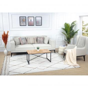 Livabliss Linkka Geometric Scandi Area Rug – 160 x 213 cm, Cream & Brown