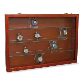 Uhren‑ & Schmuck Sammelvitrine MAXI – 620 × 420 × 105 mm, 3 Glasböden, Mahagoni, SAFE 5927