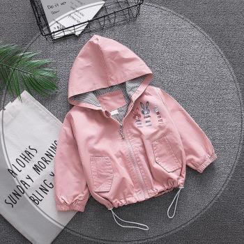 Chaqueta de cremallera para niñas, conejos de dibujos animados, algodón suelto