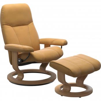 Relaxsessel Stressless® Consul (Set) – mit Hocker & Classic Base – Größe L – Gestell aus Eiche