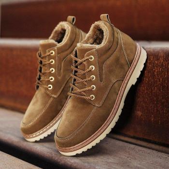Botas de terciopelo y algodón para hombre, zapatos de moda para el frío, estilo casual 345