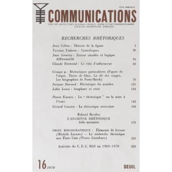 Communications, n° 16, Recherches théoriques