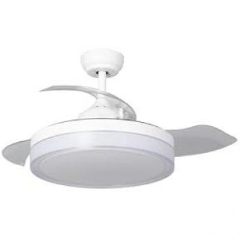 Ventilatore Caicos 106 cm bianco con tecnologia LED, pale pieghevoli e motore DC