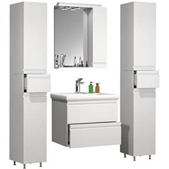 Silora Ensemble de Meubles Blanc pour Toilettes et Lavabo