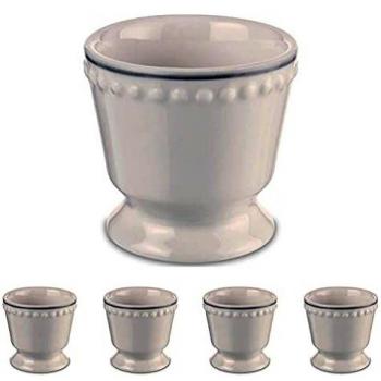 Mary Berry Signature Set of 4 Elegant Egg Cups in Cream & Grey