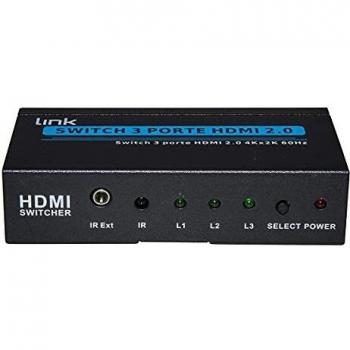Switch HDMI 3 porte Link LKSHDMI203 4K 60Hz con telecomando