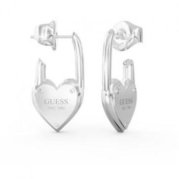 Pendientes Guess All you need is love de acero plateado, modelo JUBE04214JWRHT-U