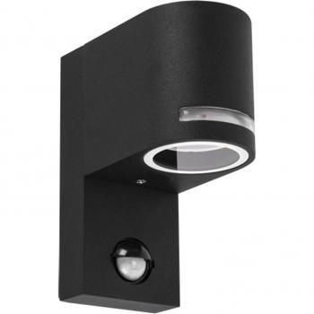 CGC Black PIR Motion Sensor Down Wall Light with Halo Front Illumination (Gu10)