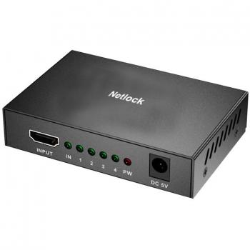 HDMI 4‑puerto 4K 30 Hz Mini Metal, Alimentado + Netlock
