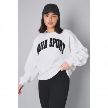 Kaiia Sport Slogan Sweatshirt Cream and Black