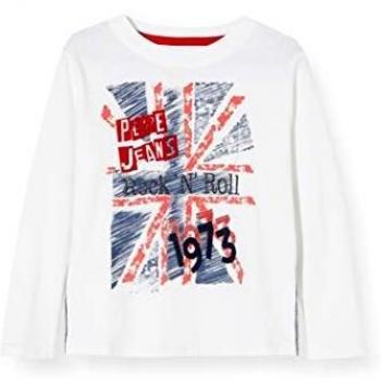 Pepe Jeans Theo Camiseta para Niños, Color Blanco, 9-10 años