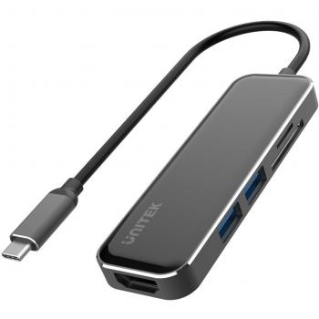 Unitek P5+ Exquisite Docking‑Hub mit USB‑C & 2×USB 2.0, Schwarze Variante