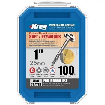 Tornillos Kreg SML‑C1‑100 (cabeza plana) Maxi‑Loc 25 mm