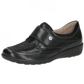CAPRICE Slipper, noir, mélange cuir-textile, talon plat, P.39