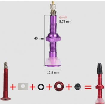 Válvulas de Extensión de Aluminio para Bicicleta de Montaña, Núcleo Presta, 40/60mm