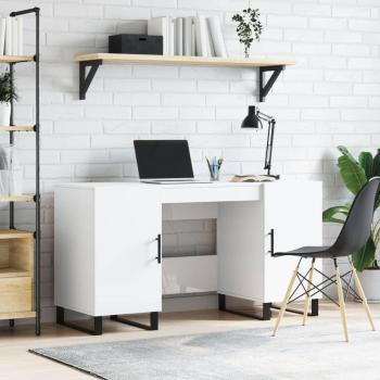 White High Gloss Computer Desk 140x50x75 cm by vidaXL (Engineered Wood)