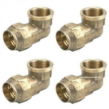 Pack de 4 Codos Hembras de Latón 25mm x 3/4 para Tubería de Polietileno