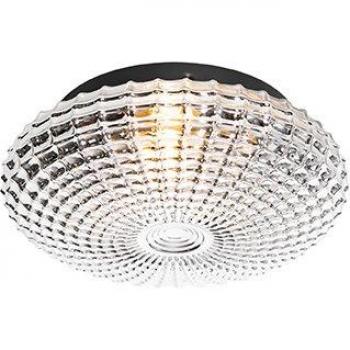 Plafoniera 23 cm Nera con Vetro Fumè IP44