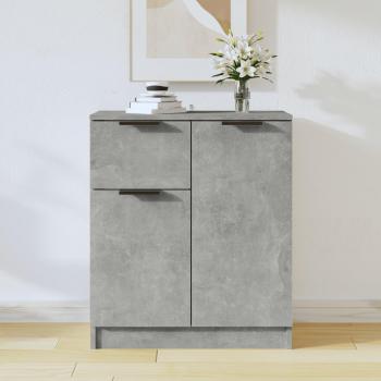 Grey Concrete Sideboard with Engineered Wood – 60x30x70 cm