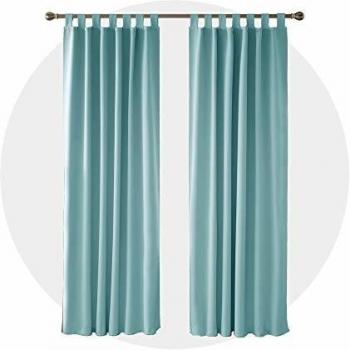 Deconovo Hitzeschutzgardinen 260x140 cm Himmelblau 2er Set