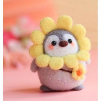 Needle Felted Cartoon Sunflower Penguin