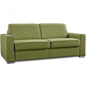 Sofa Convertible 3 Places « Excellence » – Sommier Lattes, Matelas Memory, Vert