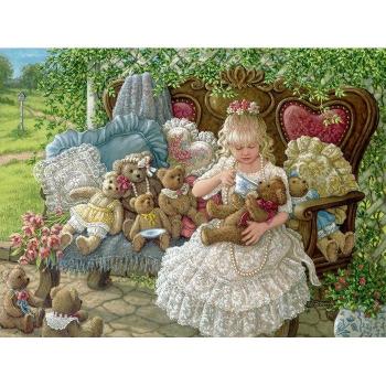 Peinture Diamant « Fille, Ours & Cœur » – Broderie Strass 20×30 cm