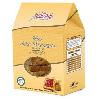 Fette biscottate in formato mini di marca Natisani, peso 90g, senza glutine