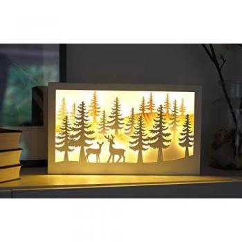LED Holz Weihnachtsdeko Leuchte Winterlandschaft mit 15 warmweißen LEDs