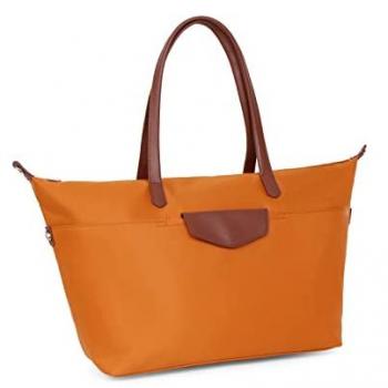 Sac Cabas Étanche Bleu Ciel, Structure Hexagonale, Matériau Nylon & Croûte de Cuir