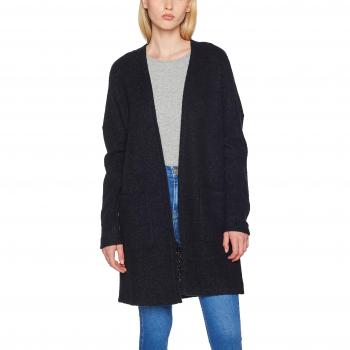 VILA Vico Abrigo Largo Pb, Abrigo para Mujer, Azul (Navy Oscuro Aop:Navy Oscuro Sólido), Talla L