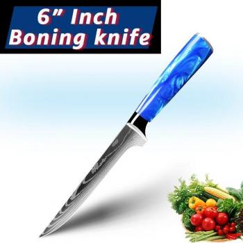 7CR17 Santoku Koksmes met Damascus Patroon
