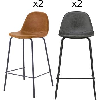 Chaises d’Isole 4‑pièces Camel/Gris-Noir 65 cm – Design Élégant