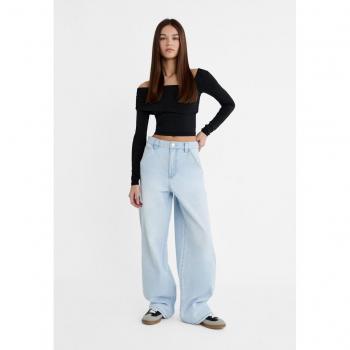 Stradivarius Adjustable Straight-Fit Carpenter Jeans Blue Denim 16