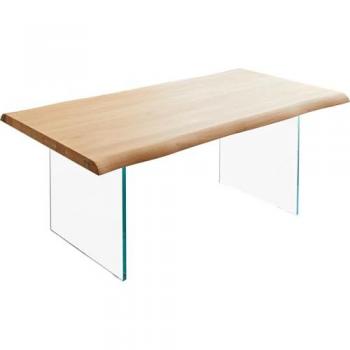 Table de Salon Edge 160x90 Chêne Nature Verre Live‑Edge