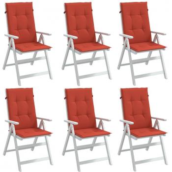 Cuscino da seduta alto 6 pezzi, rosso mélange, 120 x 50 x 4 cm