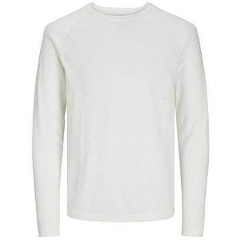 Jack & Jones Longsleeve mit geripptem Rundhalsausschnitt Modell “BREEZE” – Weiß, Größe L