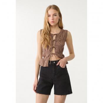 Stradivarius D93 Long Denim Short Nero 40