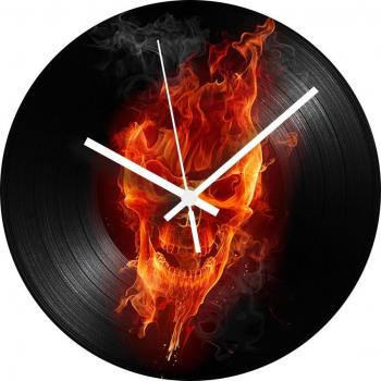 Vintage Fire Skull 12'' Vinyl Record Clock